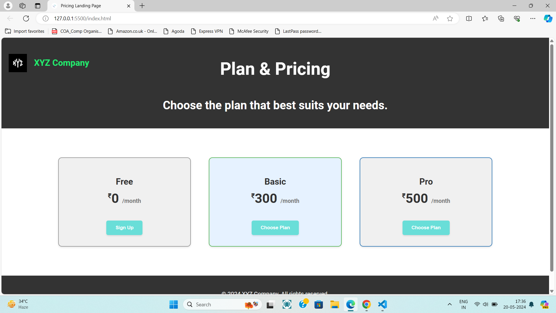 Pricing Page